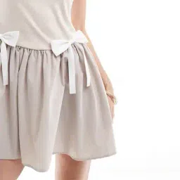 asos design Low Curved-Neck Mini Dress with Bow Detail image 4