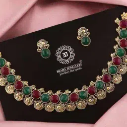 brado jewellery Women Stone-Studded Necklace & Earrings Set image 4