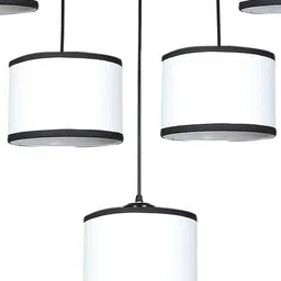 devansh Cotton Round Drum Quintuple Hanging Lamps   image 4