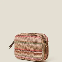 accessorize london Women Quilted Sling Bag with Chain image 4