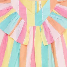 pantaloons baby Striped Round-Neck Fit & Flare Dress image 4