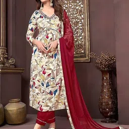 vamika nx Women Printed Anarkali Kurta Suit Set  image 4
