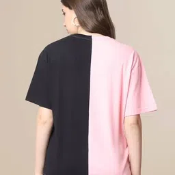 fabflee x ag Women Colourblock Oversized Crew-Neck T-Shirt image 4