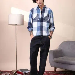 campus sutra Men Checked Oversized Fit Shirt image 4