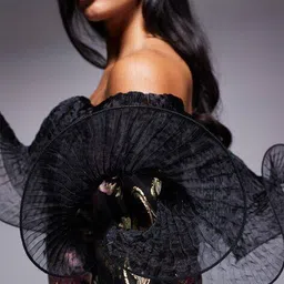 asos design Off-Shoulder Jacquard Ruffled Mini Dress image 4