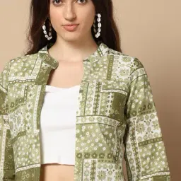 indie picks Handblock Print Cotton Long Jacket image 4