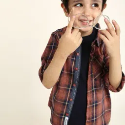 bonkids Boys Checked Regular Fit Shirt with Patch Pocket image 4