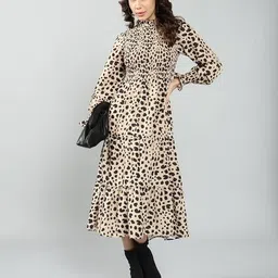 Shein CasualBishop Sleeves Tiered Layered Hem Smocked Dress image 4