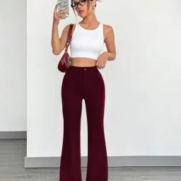 fyre rose Women Boot Fit Flat Front Trousers image 4