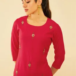 soch Women Embellished Straight Kurta image 5