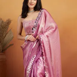 rachna Women Ari Glass Designer Lace Work Pre-stitched Saree image 5