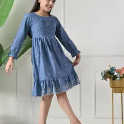 bella moda Girls Embroidered Fit & Flare Dress image 5