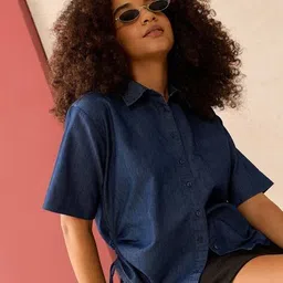 outzidr global Women Spread Collar Loose Fit Shirt image 5