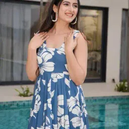 nyrika Women Floral Print Anarkali Gown Kurti image 5