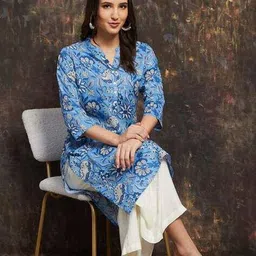 melange by lifestyle Women Floral Print Straight Kurta image 5