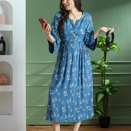 nightspree Women Floral Print Maternity Fit & Flare Dress image 5