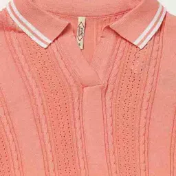 lee cooper Women Self-Striped Regular Fit Polo T-Shirt image 5