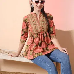 yufta Women Floral Print Relaxed Fit Top image 5