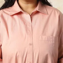 high star Women Oversized Fit Shirt with Spread Collar & Patch Pocket image 5