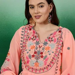 nyrika Women Embroidered Straight Kurta Suit Set image 5