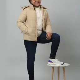 cantabil Girls Quilted Zip-Front Hooded Jacket with Belt image 5