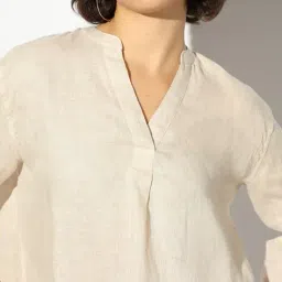 proearth by azorte Pure Linen Band Collared Shirt image 5