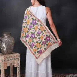 exotic india Women Floral Embroidered Kantha Stole image 5