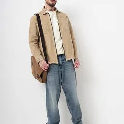 british club Men Loose Fit Jacket with Patch Pockets image 5