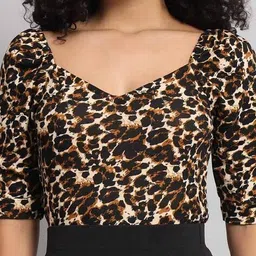 maheshvi WOmen Leopard Print Slim Fit Top image 5