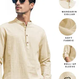 vida loca Men Mandarin-Collar Slim Fit Short Kurta image 5