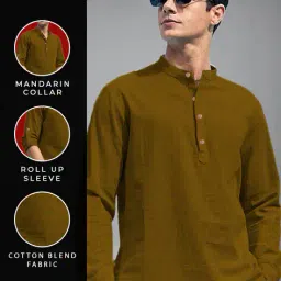 neonomad Men Mandarin-Collar Slim Fit Kurta image 5