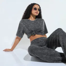 outzidr global Women Washed Top & Pants Co-Ord Set image 5