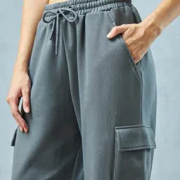bewakoof Women Oversized Fit Cargo Joggers with Drawstring image 5