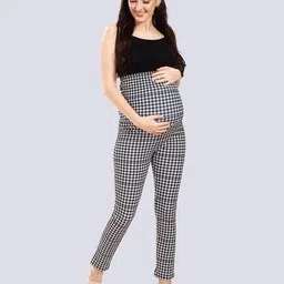 mom for sure by ketki dalal Houndstooth Print Slim Fit Pants image 5