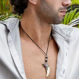 french accent Men Silver-Plated Pendant with Chain image 5