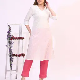 Women Swiss-Dot Print Straight Kurta image 5