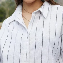 campus sutra Women Striped Oversized Shirt image 5