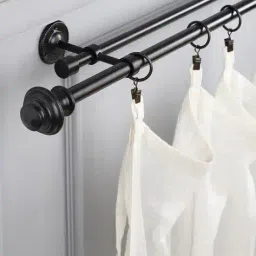 the decor mart Extendable Double Curtain Rod with Finials Set image 5