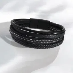 jewels galaxy Men Leather Bracelet image 5