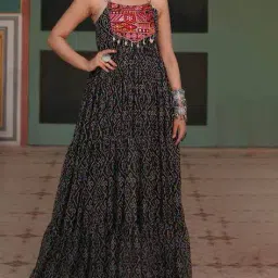 fashion basket Women Square Neck Printed Gown Dress image 5