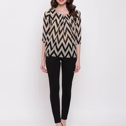 mayra Chevron Print Round-Neck Top  image 5