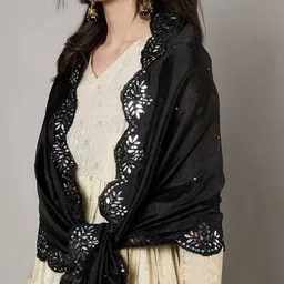 muffly Women Embroidery Silk Dupatta image 5