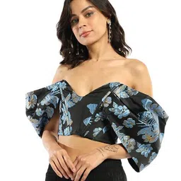 asos design Floral Jacquard Regular Fit Sweetheart-Neck Corsetted Crop Top image 5