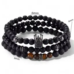 designs & you Set of 3 Men Stone-Beaded Bracelets image 5