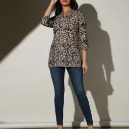 indie picks Handblock Kalamkari Print Cotton Top image 5
