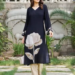mojilaa Women Floral Print Straight Kurta image 5