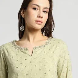 svrnaa by azorte Jaqaurd Cotton Mukaish Work Kurta Suit Set image 5