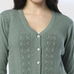 avaasa mix n' match Women V-Neck Drop Needle Lurex Cardigan image 5