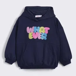 hopscotch Girls Typographic Print Oversized Fit Cotton Hoodie image 5