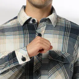 john players jeans Men Checked Slim Fit Shacket with Flap Pockets image 5